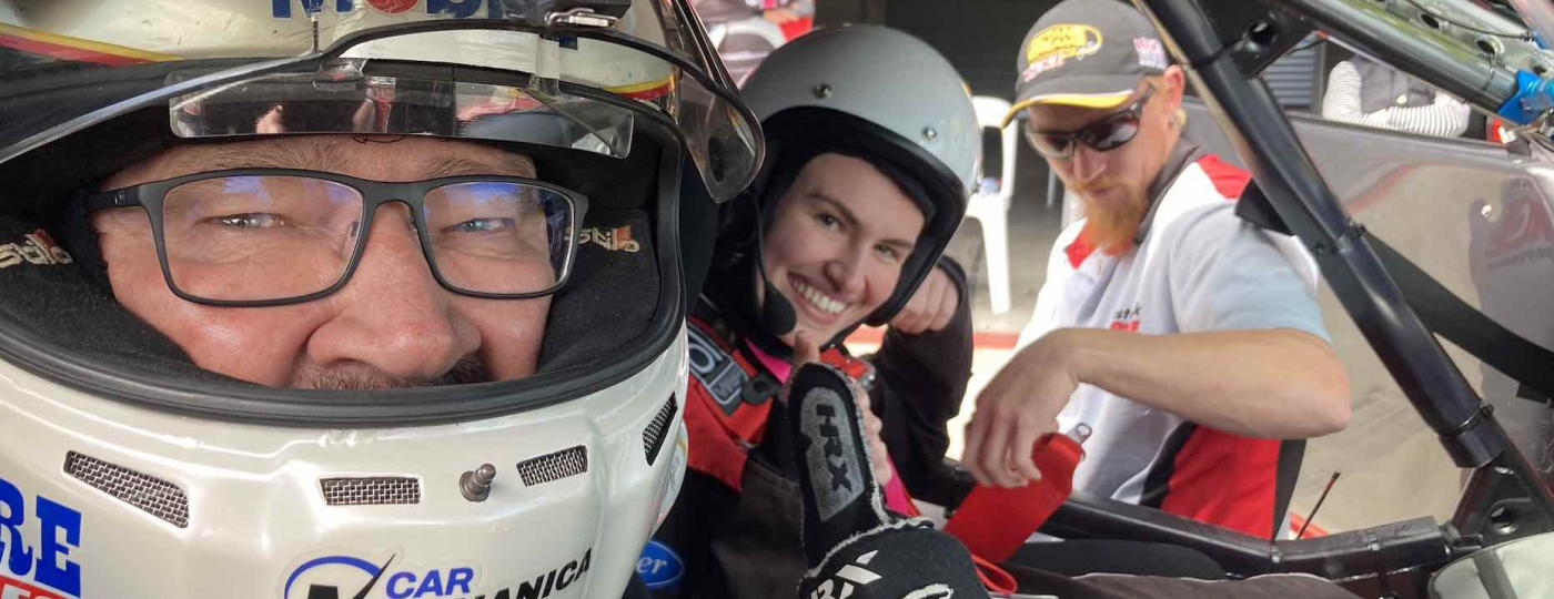 racing legend john bowe in a race car